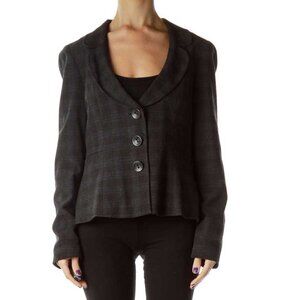 Banana Republic Gray Navy Checkered Suit Jacket